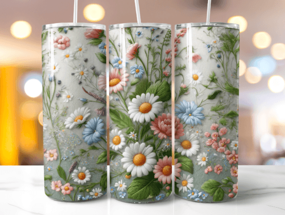 3D Embroidery Wild Floral Tumbler Wrap