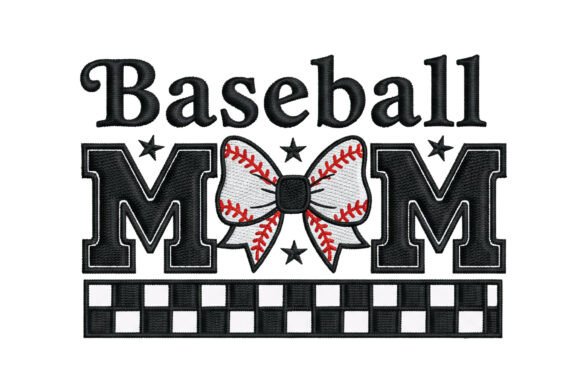 Baseball Mom Bow Embroidery Design