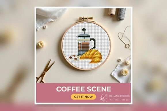 Coffee Scene Cross Stitch Pattern PDF