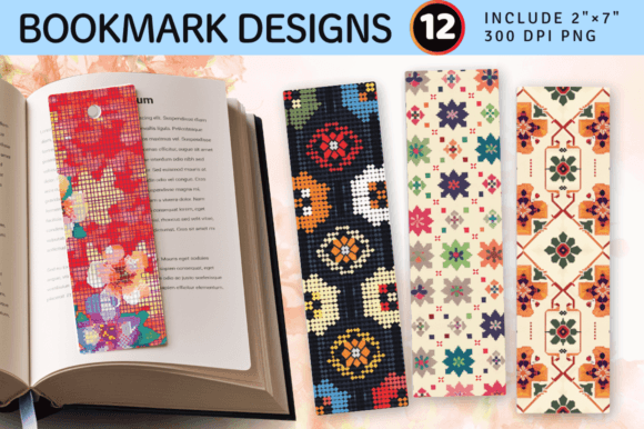 Cross Stitch Embroidery PNG Bookmark Design