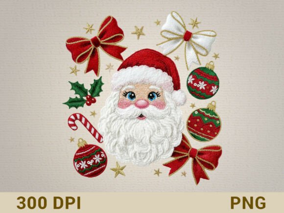 Santa Claus Embroidery Design with Bows